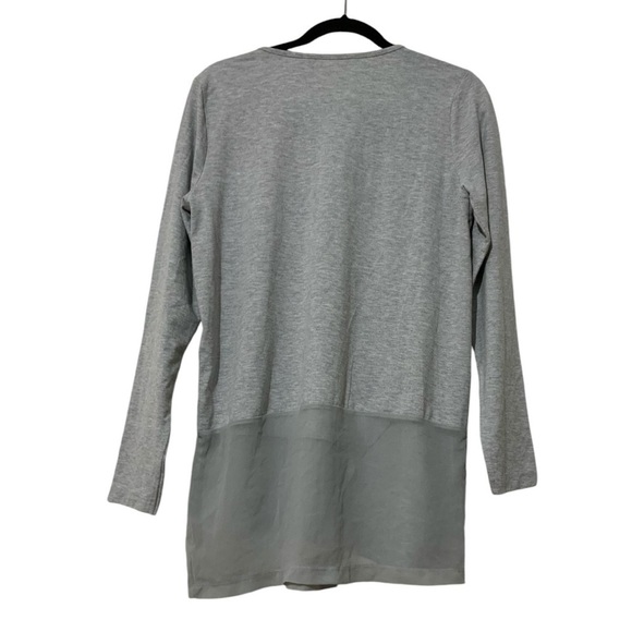 Soft Surroundings Touch Of Sheer Gray Uneven Faux Wrap Long Sleeves Top Medium - Picture 5 of 7